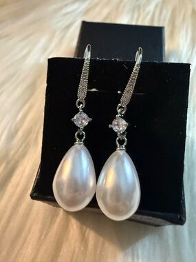 Elegant Classic Pearl Drop Earrings  - White